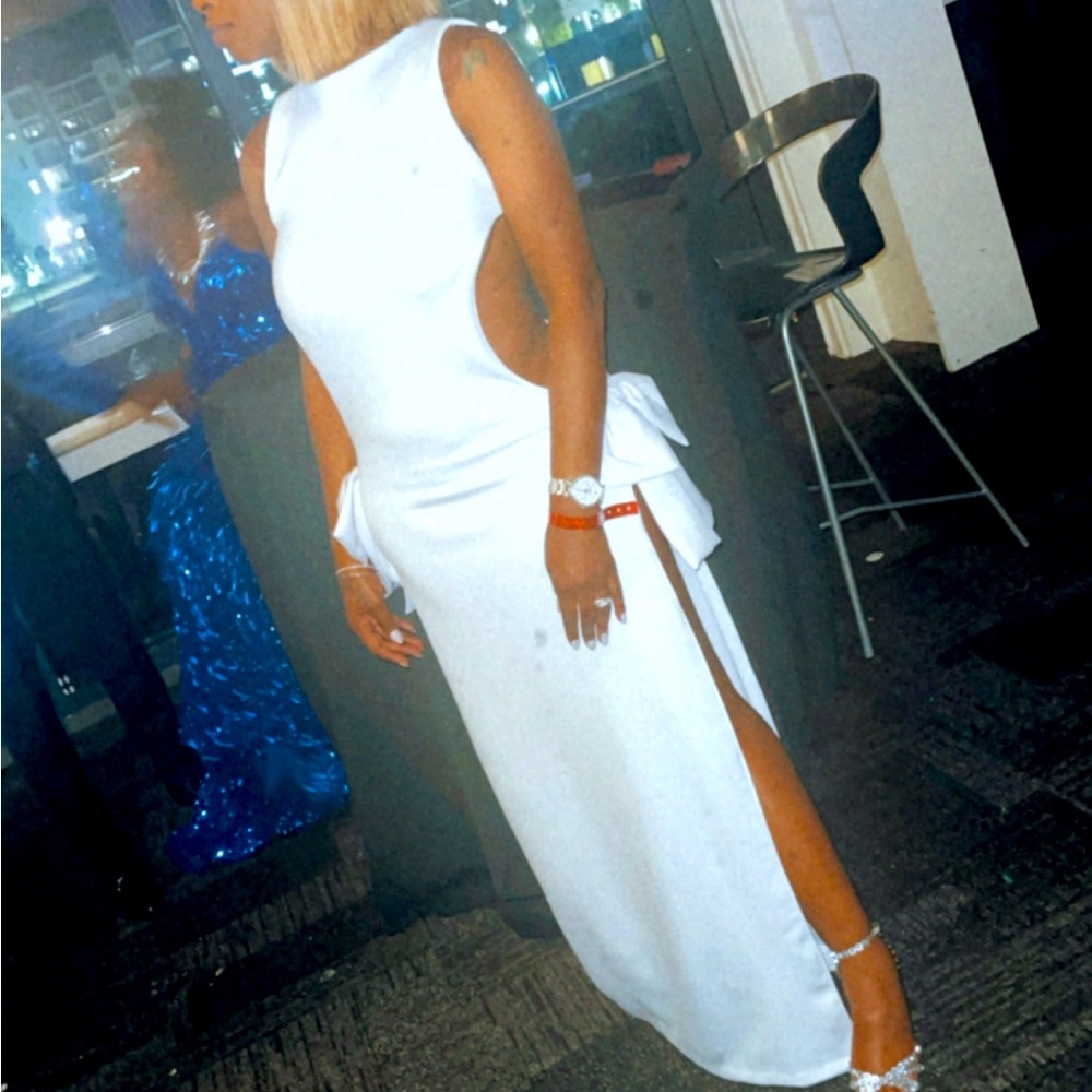 White open side dress